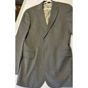 HUGO BOSS Super130 Suit 42L Men's Grayw/white pinstrip suit jacket measure inpic